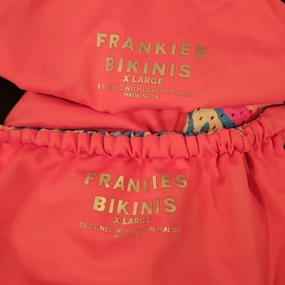 💕FRANKIES BIKINIS💕 Tia Mesh Triangle Top + String Bottom ~ Tropic Love XL NWOT